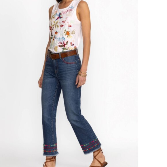 Johnny Was The Cropped Baby Boot Jeans Embroidered Size 26 - Picture 12 of 13